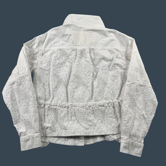 A by Anthropologie Anarok Button Down Womens Small White Eyelet Coat - Picture 3 of 8